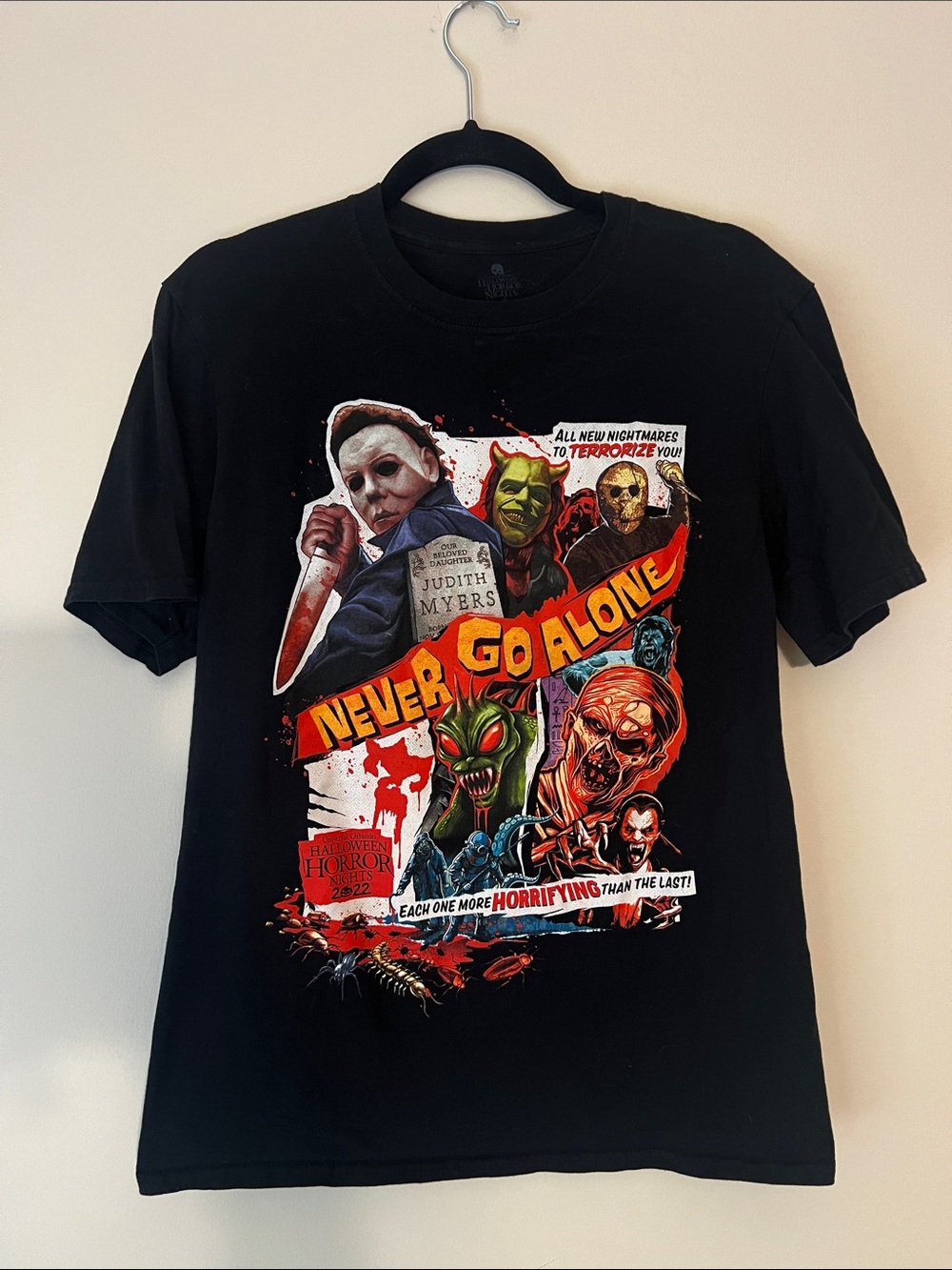 Never Go Alone Black Horror Graphic Tee
